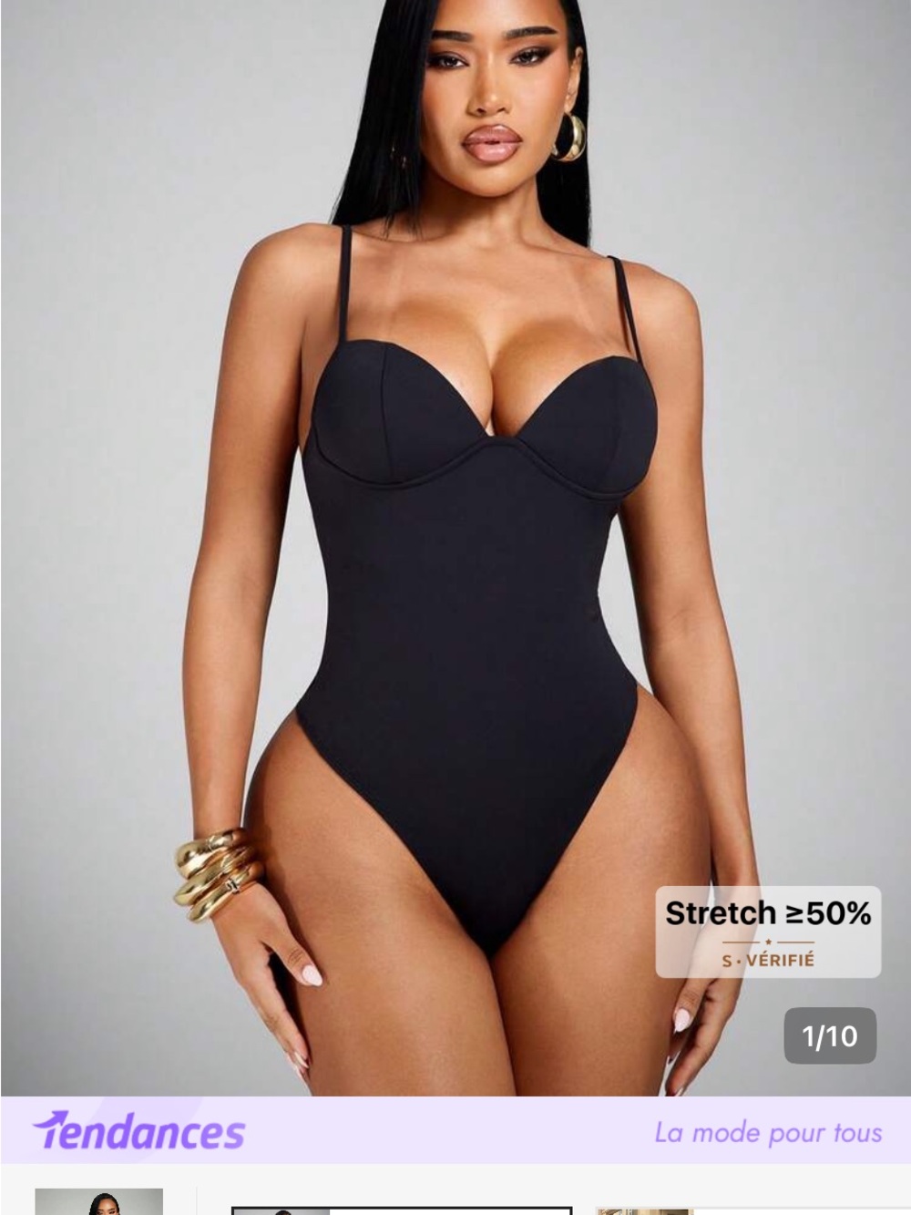 SHEIN Black Underwire Bodysuit with Adjustable Straps